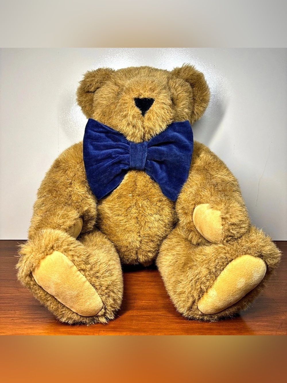 Vermont Teddy Bear 15 In. Brown w/ Blue Bow Tie